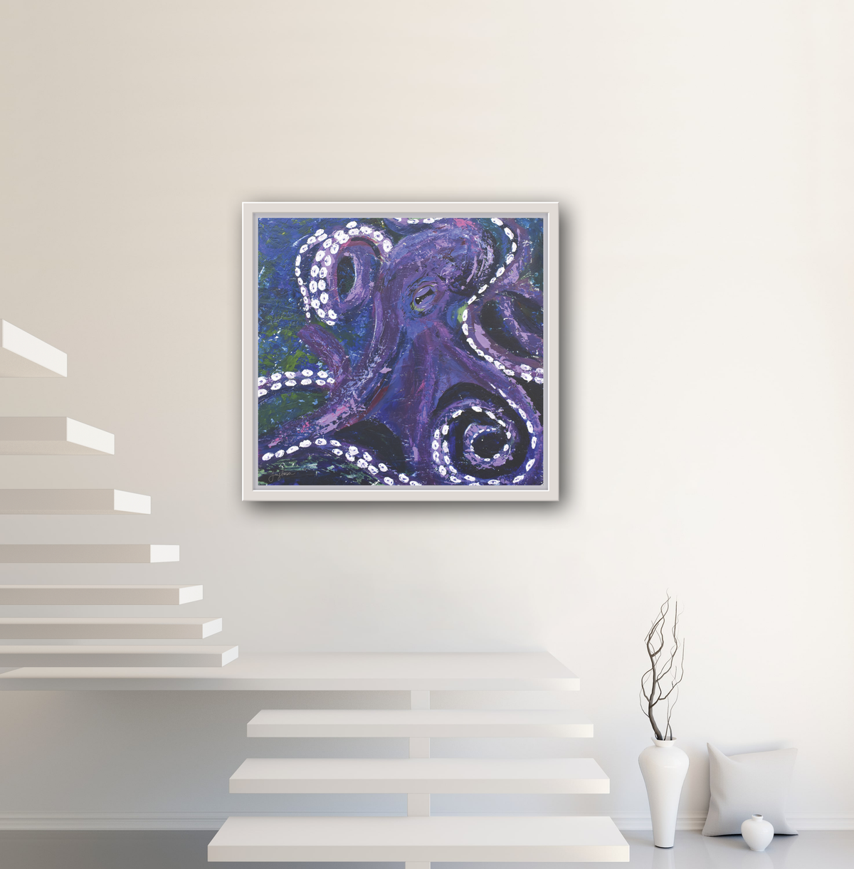Canvas Print of an original painting &quot;Purple Mystic Octopus&quot; by Tracy Hansen