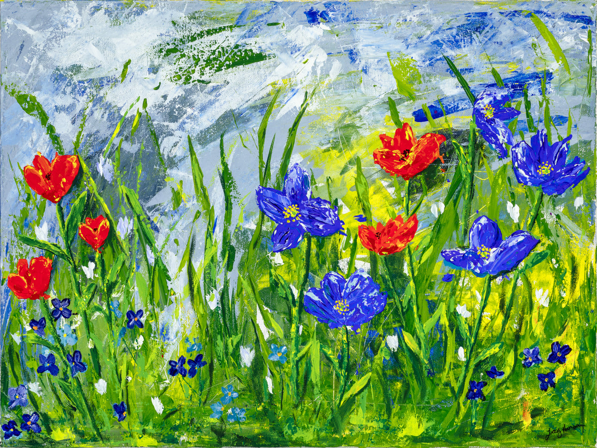 Canvas print of an original painting &quot;Summer Poppies&quot; by Tracy Hansen