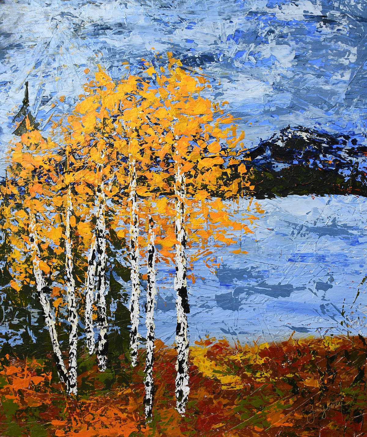 Print of an original painting &quot;Beautiful Fall Day&quot; by Tracy Hansen