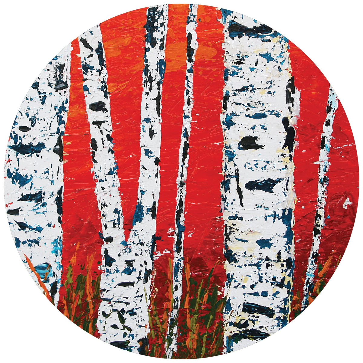 Canvas Print of an original painting &quot;Birch Red Sun&quot; by Tracy Hansen