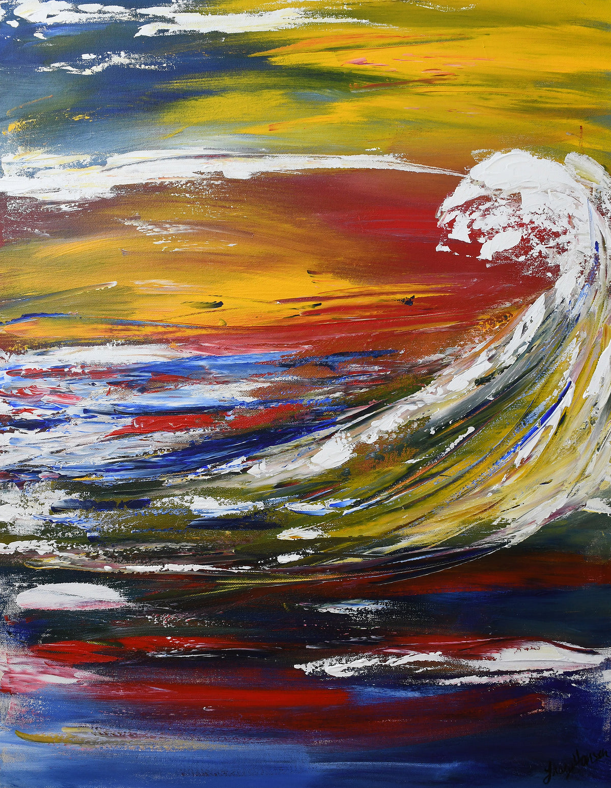 Canvas Print of an original painting &quot;Waves of Emotion: Anxiety&quot; by Tracy Hansen
