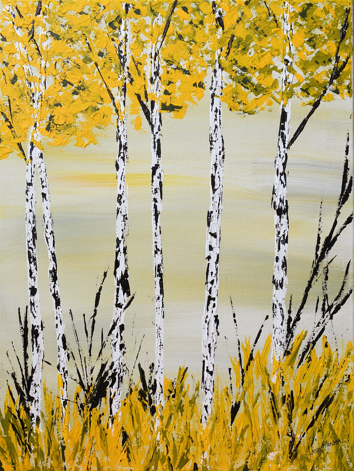 Canvas Print of an original painting &quot;Yellow Birch&quot; by Tracy Hansen